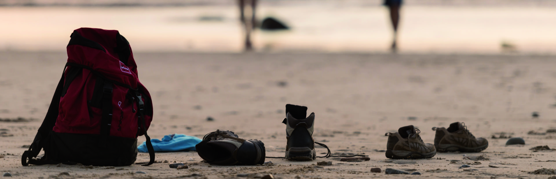 A seaside picnic after a day's walk.