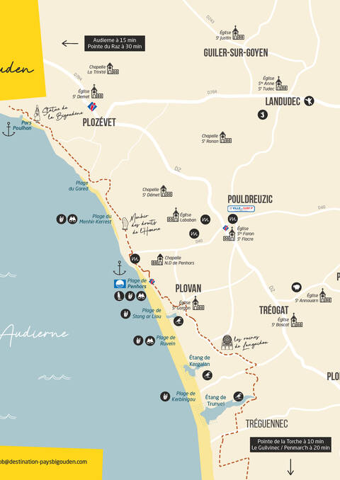 Carte pratique du Haut Pays Bigouden