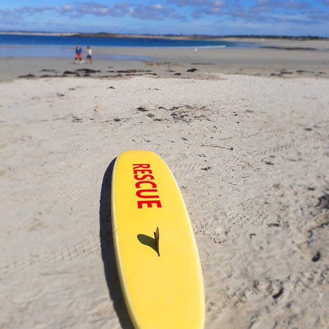 Surf rescue board at Pors Carn, La Torche - Pays Bigouden -® M Grenon